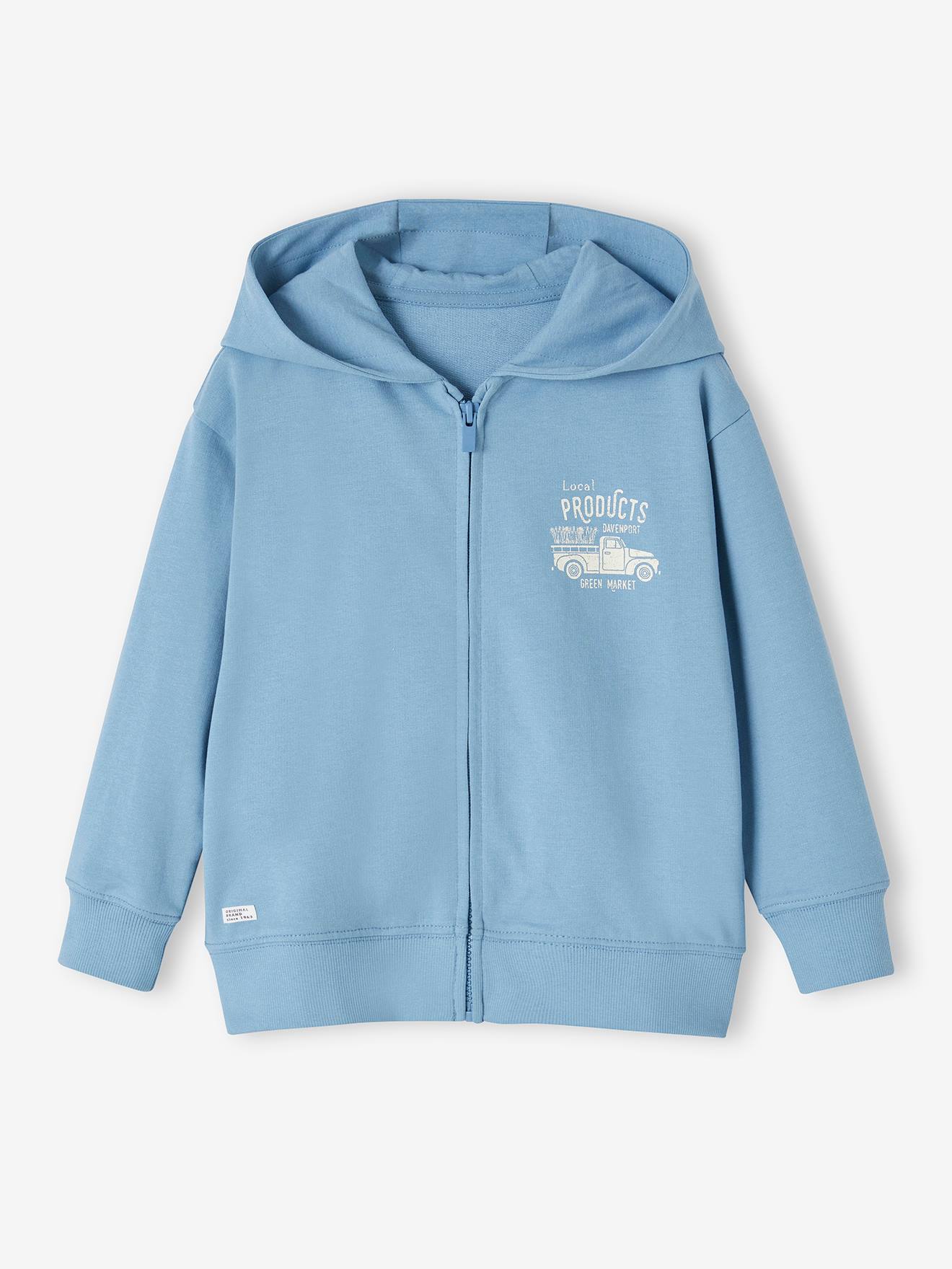 Vertbaudet Jungen Kapuzensweatjacke mit Recycling-Polyester - azurblau
