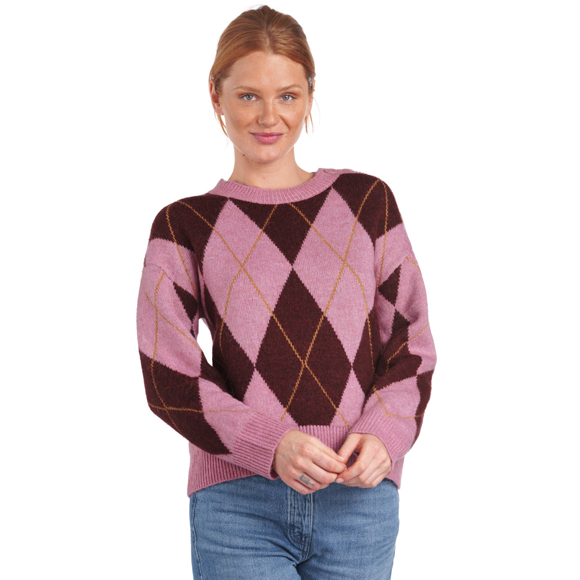 Damen Strickpullover mit Rauten-Allover