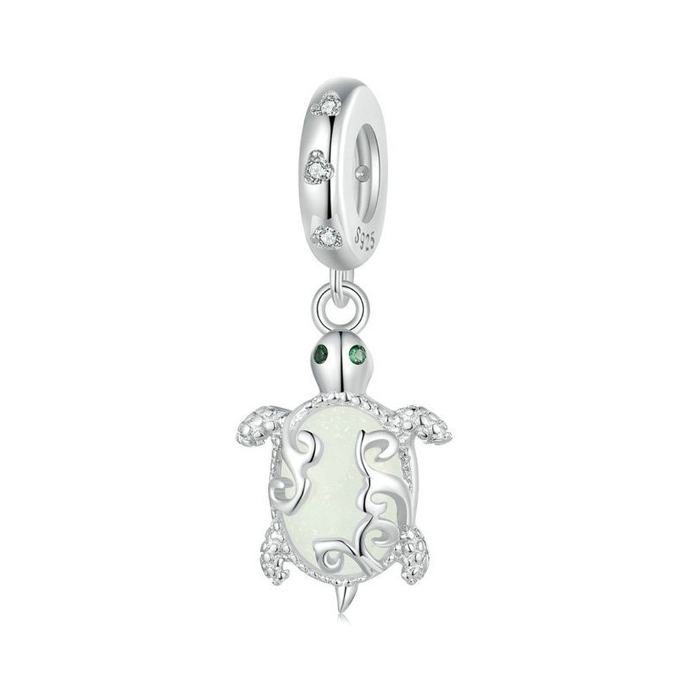 POCHUMIDUU Bead 925 Sterling Silber Leuchtstein Schildkröte diy Anhänger Zubehör (1-tlg., Perlen für Armbänder und Halsketten), Geschenke für liebe Menschen