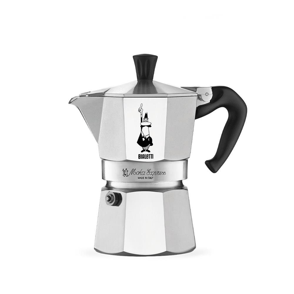 BIALETTI Espressokocher Moka Express 6 Tassen, 0,27l Kaffeekanne, Aluminium, für Gas-, Elektro- und Propan-Campingkocher geeignet Silber