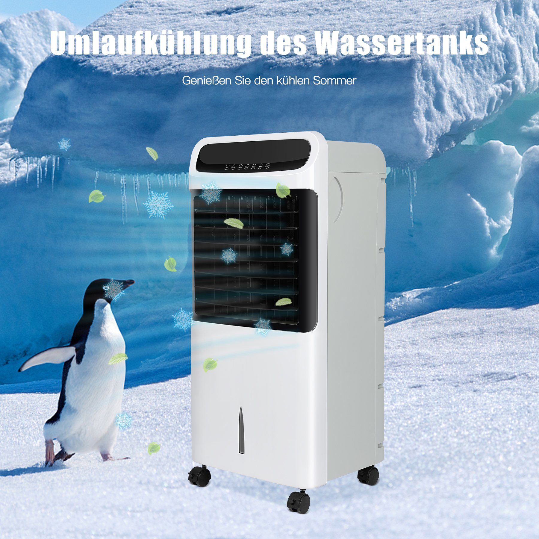HomeMiYN Standventilator 12L Standventilator Klimagerät 4-in-1-Funktion Mobiles Klimagerät