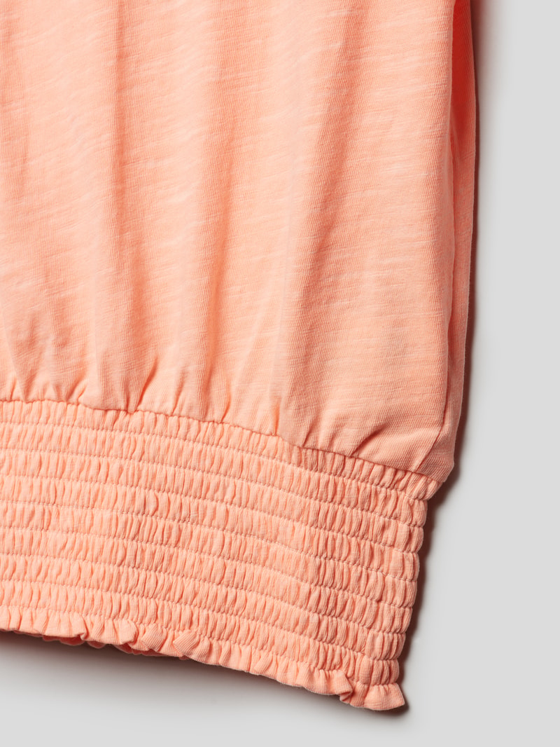 T-Shirt mit gesmoktem Bund in neon orange