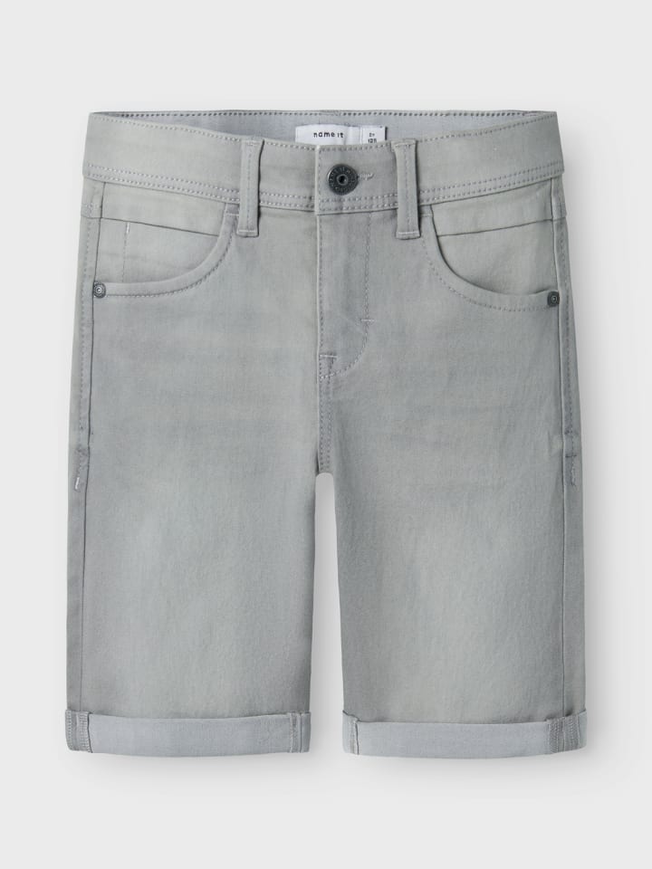 name it Stretch Jeans Shorts Kurze Denim Hose 5-Pocket in Hellgrau günstig kaufen