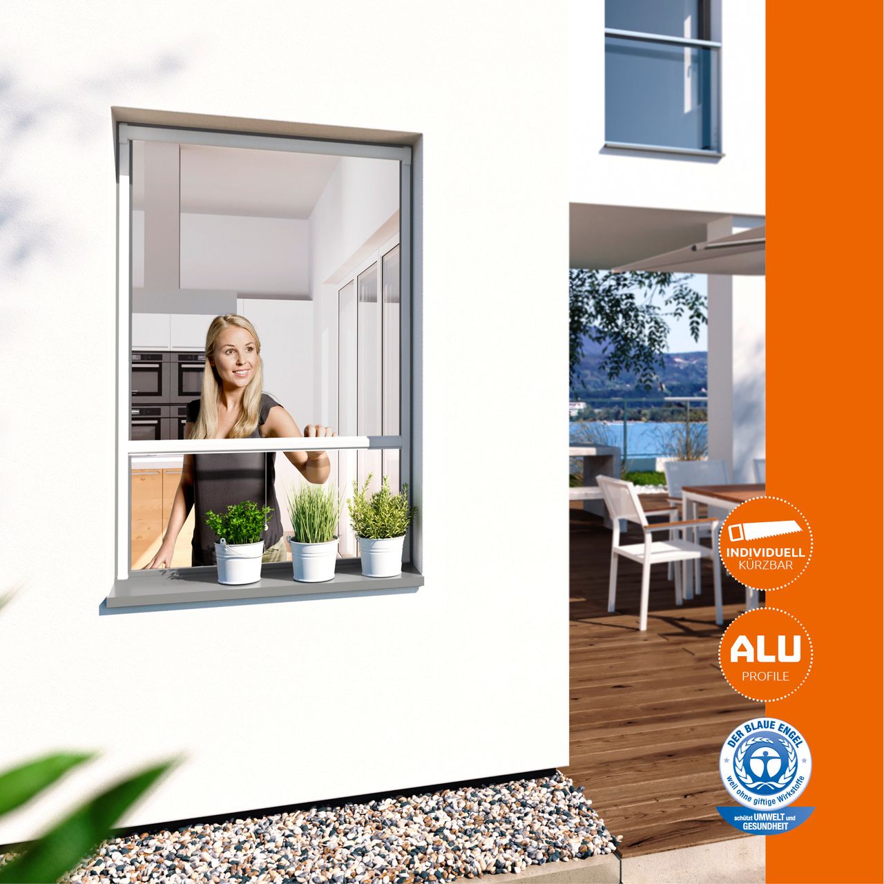 Powertec Insektenschutz Plus Rollo Fenster 100x160cm Weiß