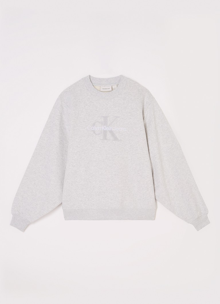 Pulover Calvin Klein din material chenille cu logo brodat