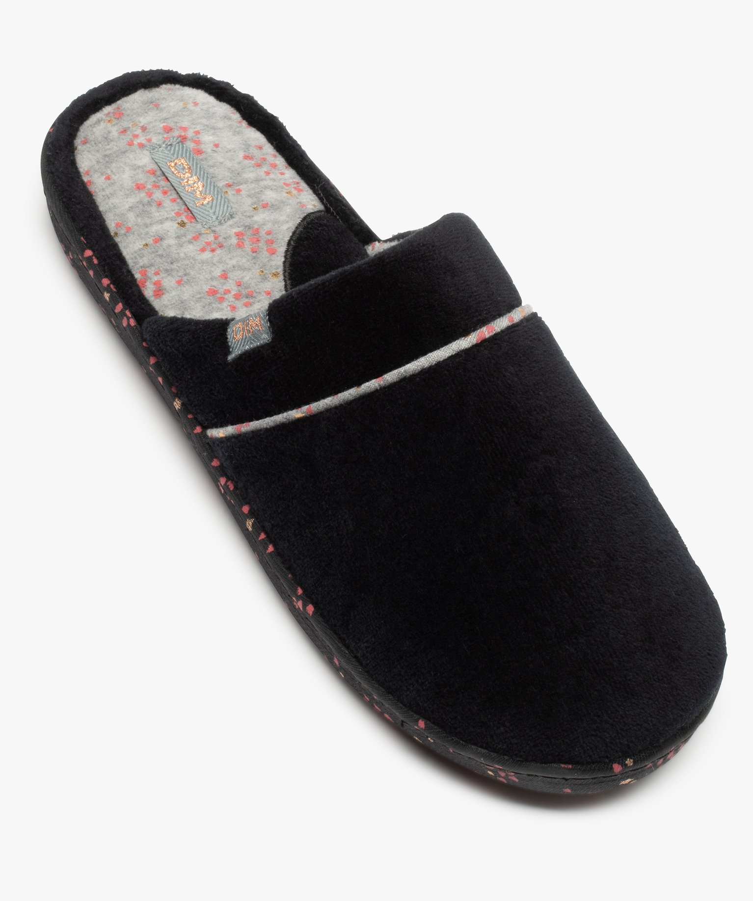 Chaussons femme mules plates en velours ras - Dim noir | GEMO