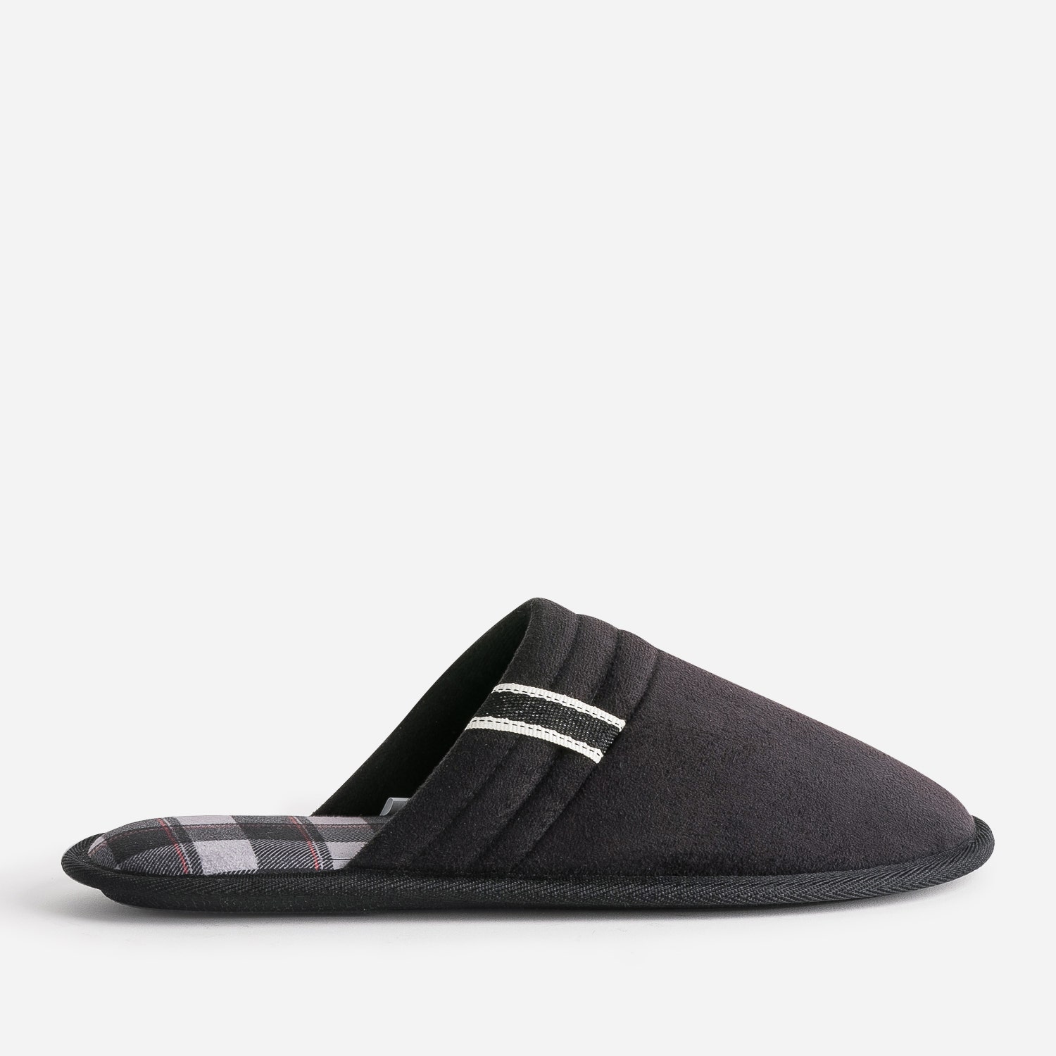 Chausson-mule noire première carreaux