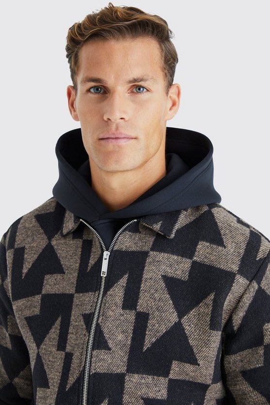 Tall gemustertes Overshirt mit Reißverschluss