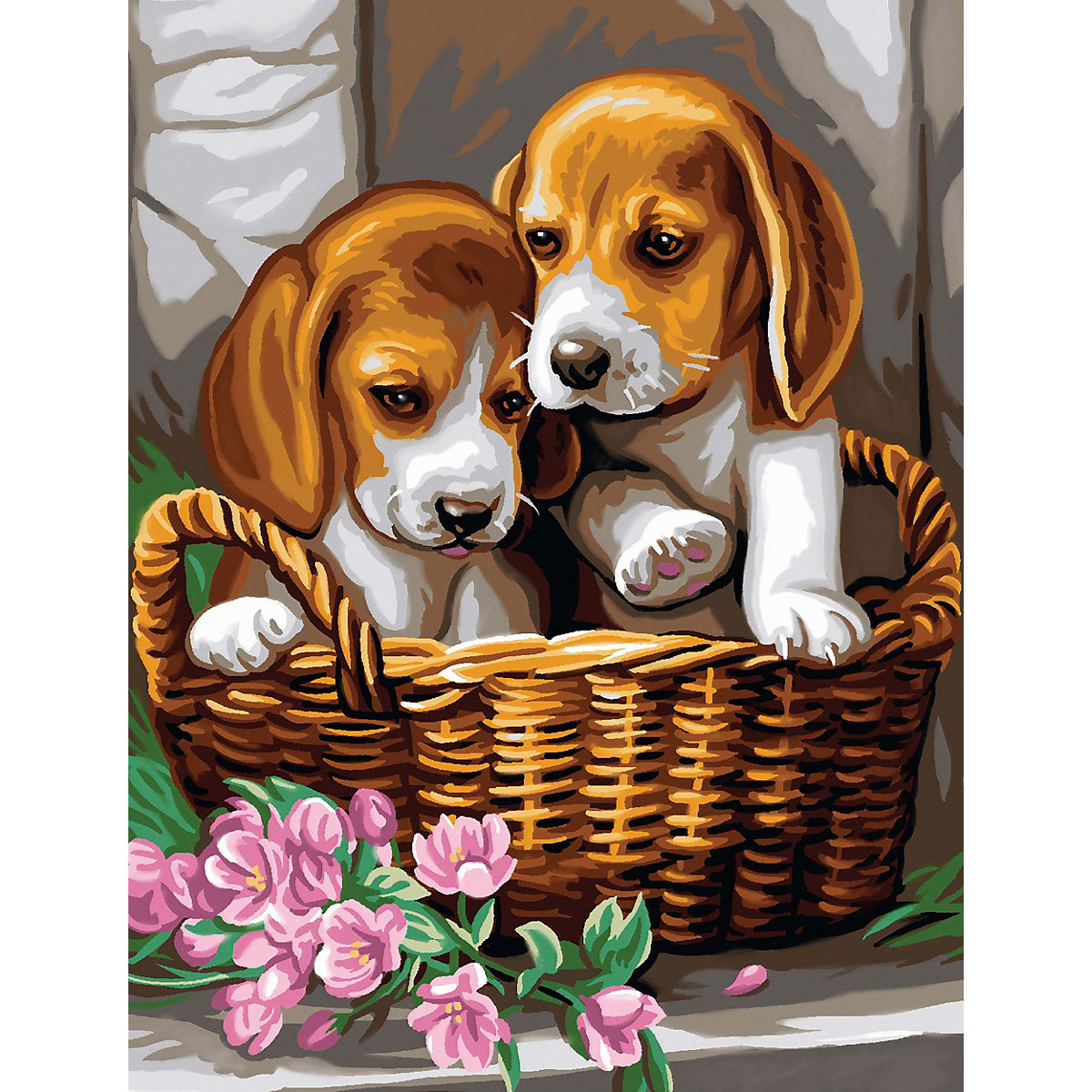 Junior Painting by Numbers - Korb mit Welpen