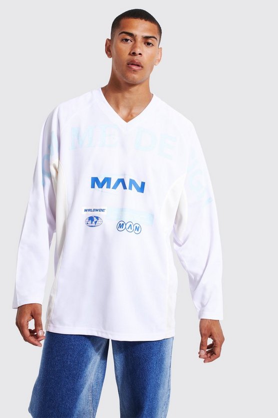 Langärmliges Man Raglan Mesh T-Shirt mit V-Ausschnitt