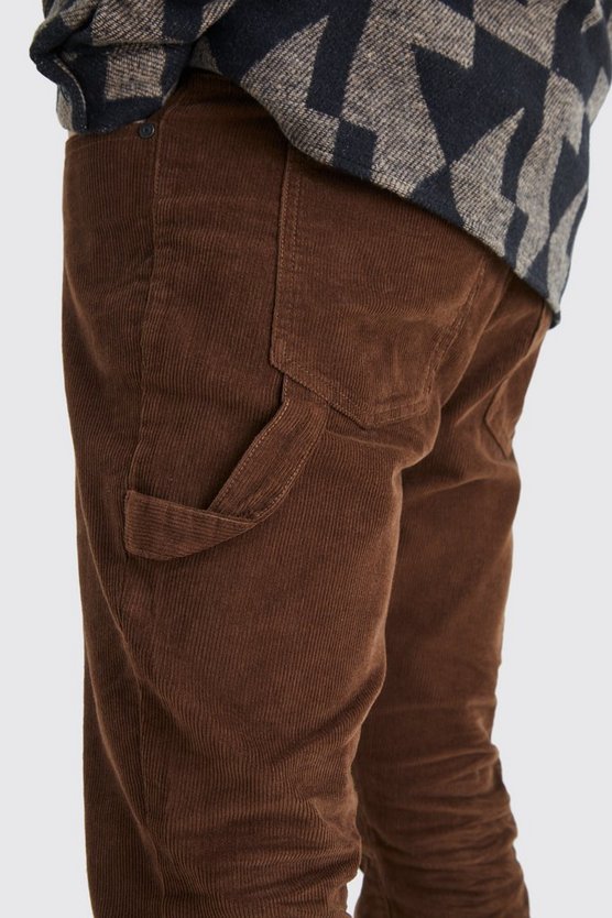 Tall Fixed Waist Slim Flare Carpenter Detail Cord Trouser