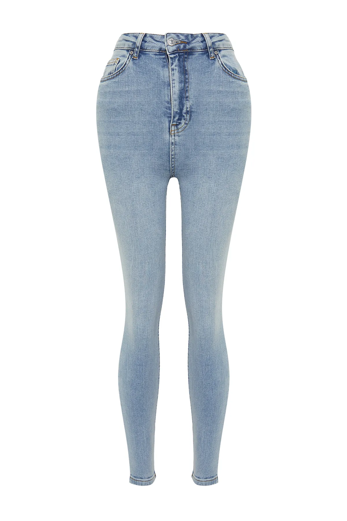 Trendyol Collection  Hellblaue Vintage-Röhrenjeans mit hoher Taille TWOSS24JE00079