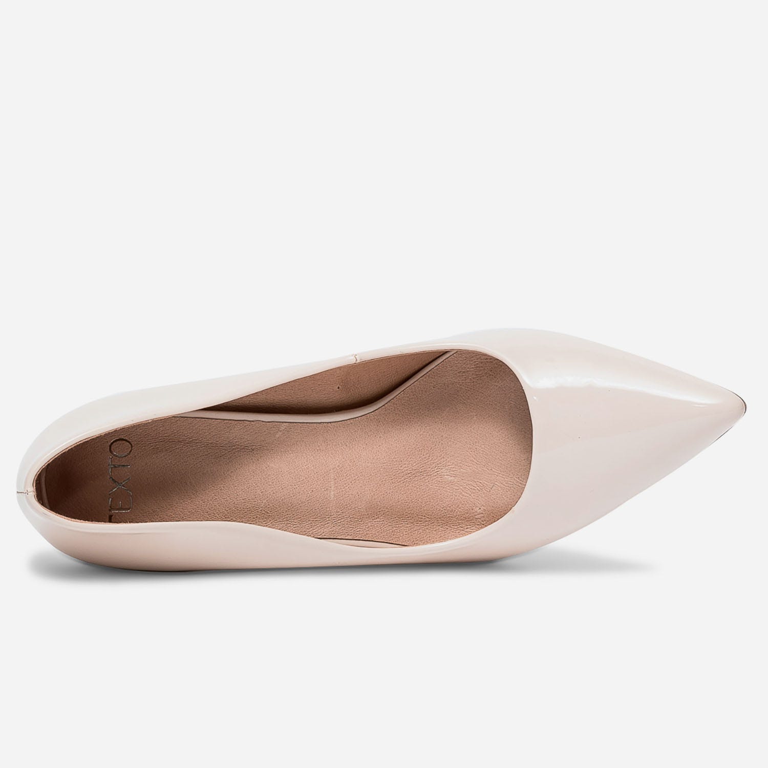 Stiletto TEXTO nude verni à talon miroir
