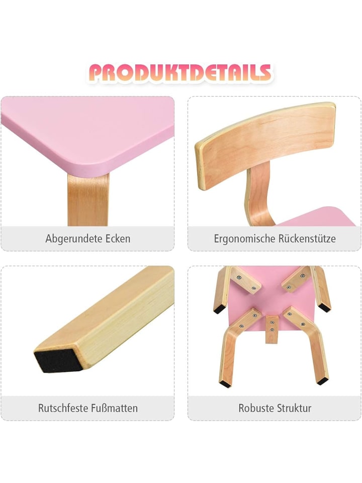 COSTWAY Sitzgruppe 3 tlg. 3-12 Jahren in Rosa günstig kaufen onesize