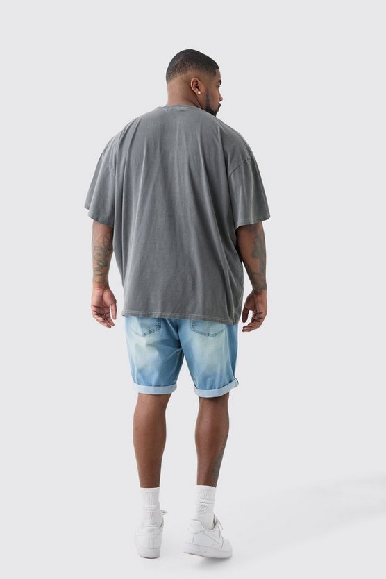Plus Skinny Stretch Jeansshorts in heller Waschung