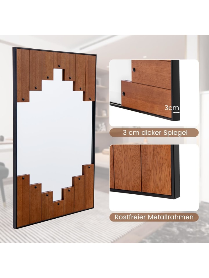 COSTWAY Wandspiegel Holzrahmen 66x95cm in Braun günstig kaufen onesize