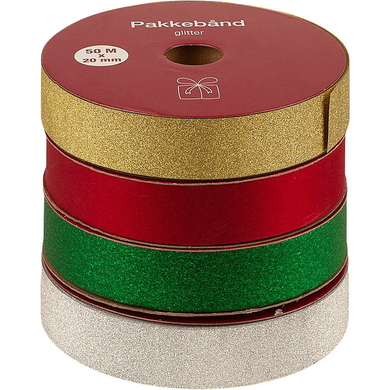 Home Pakkebånd 50 m x 2 cm glitter