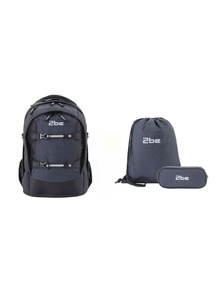 2Be 3er Set Schulrucksack Black Grey in Black günstig kaufen onesize