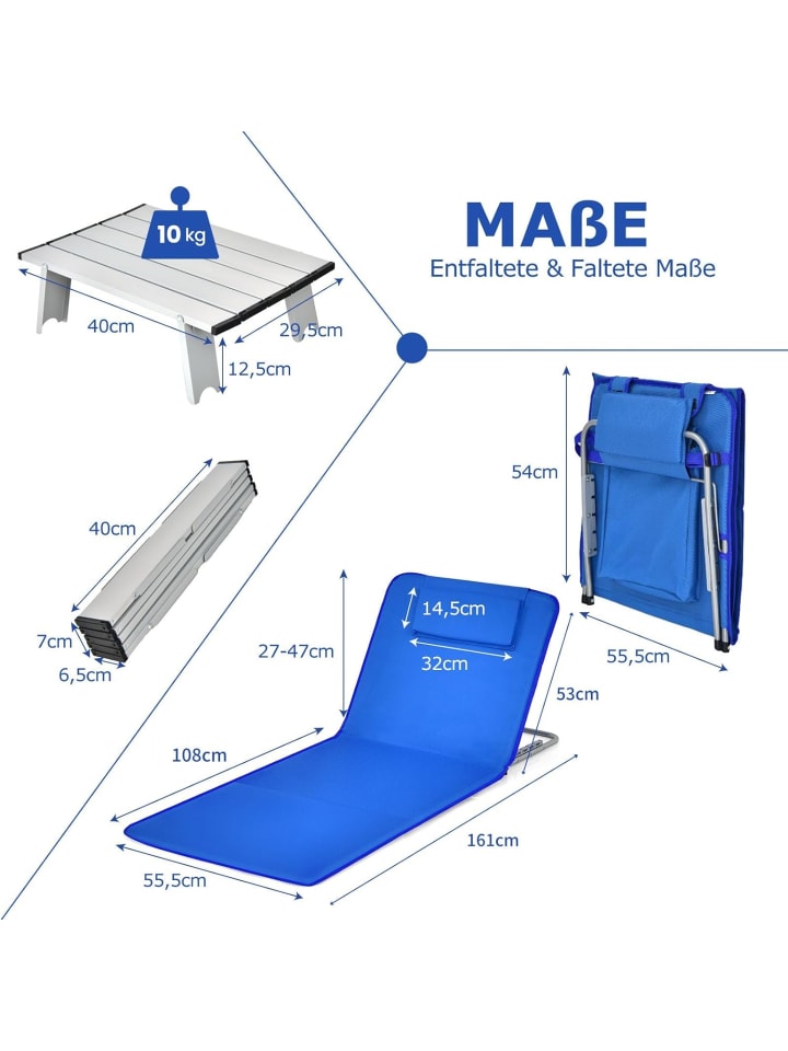 COSTWAY Strandmatte 2er Set in Blau günstig kaufen onesize