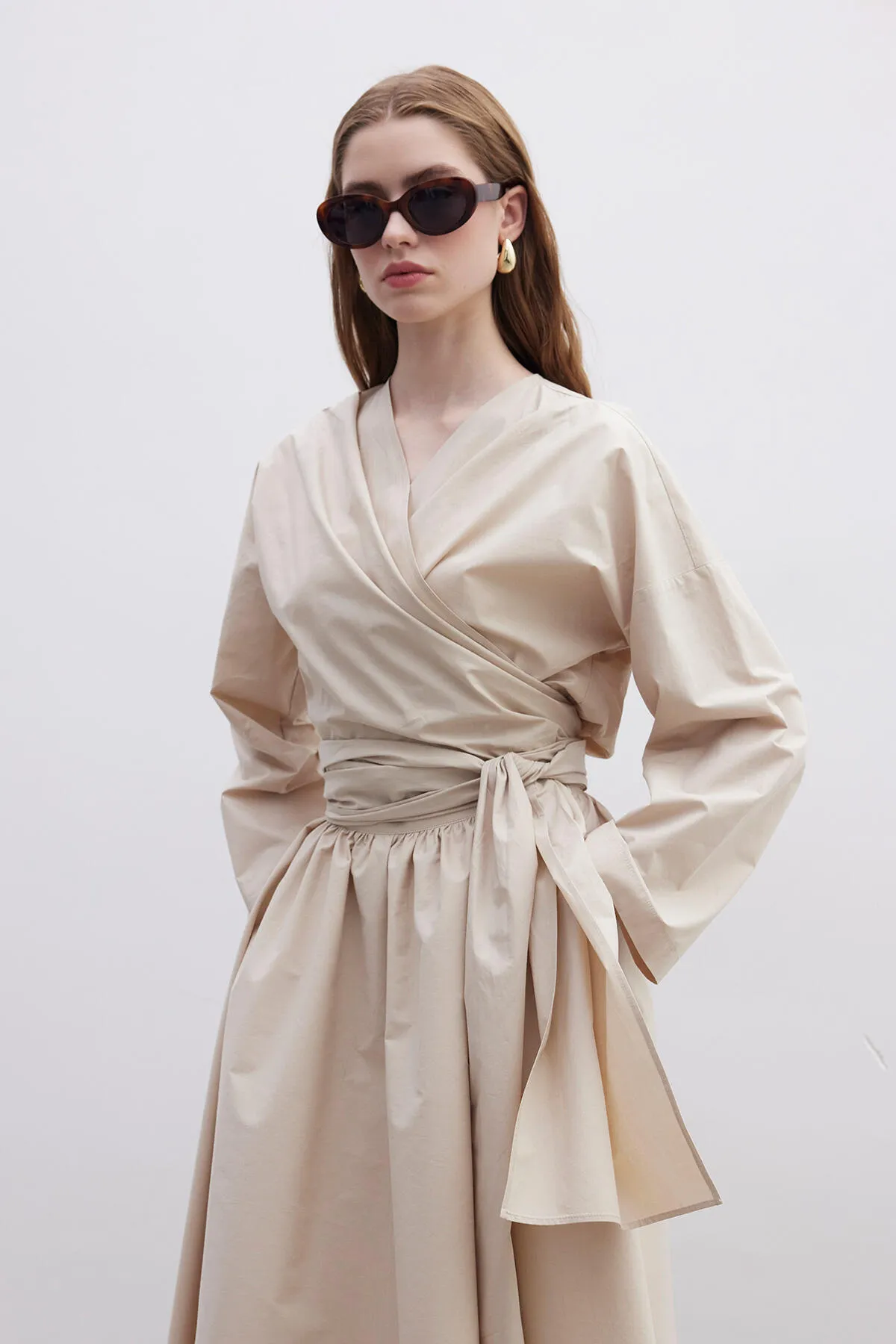 Manuka  Premium Hemd im Kimono-Stil, Kamel