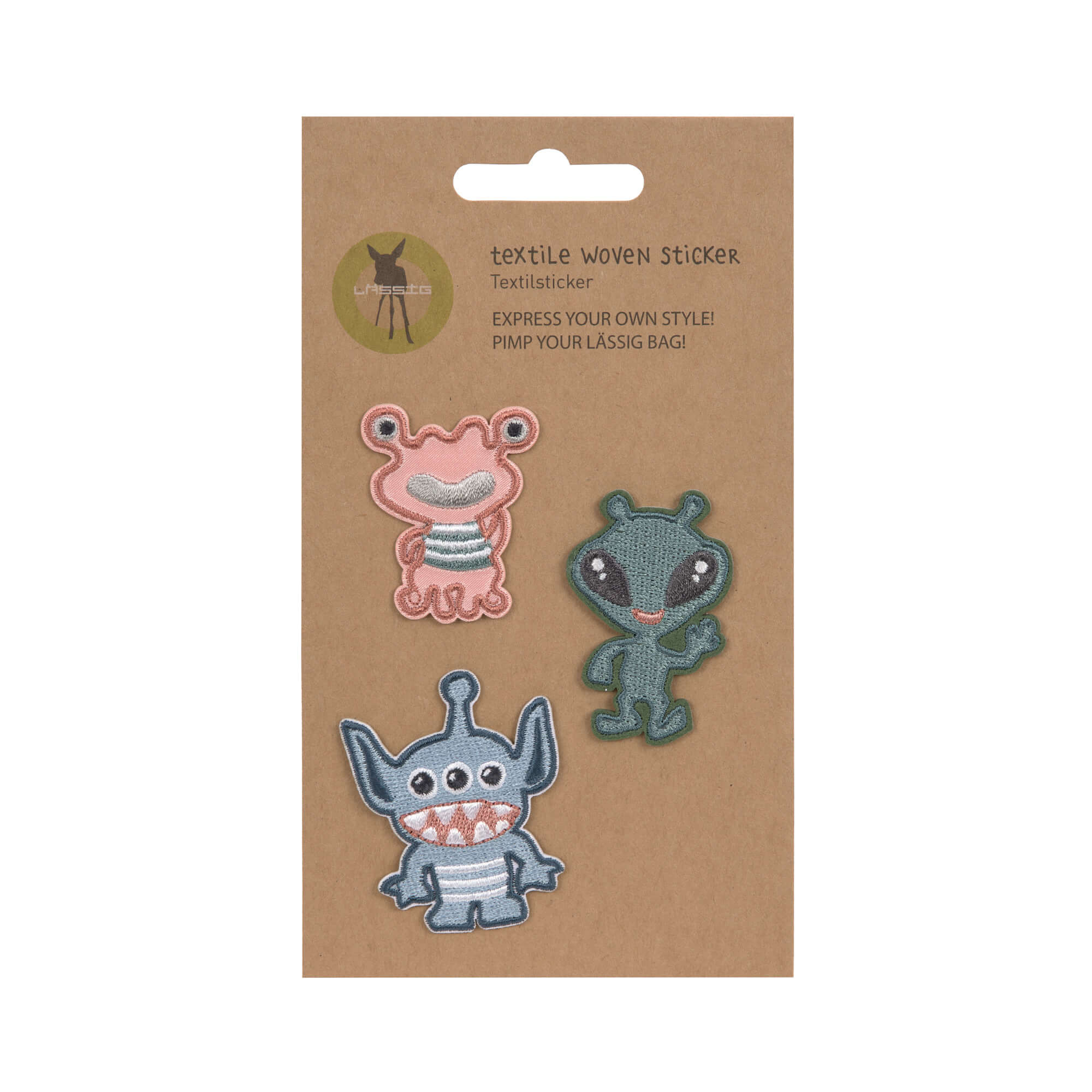 Textil-Sticker (3 Stk) - Schul Set Unique, Monster