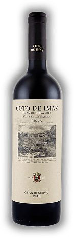 El Coto, Coto de Imaz, DOC, Gran Reserva, 2016, Rioja  El Coto, Coto de Imaz, DOC, Gran Reserva, 2016, Rioja  Elegant und weich mit komplexem Charakter und wunderbarem Finale. Jahrgang 2016 - 0,75	 Liter - Vol 14%