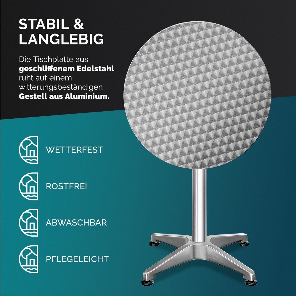 Casaria Stehtisch, Klappbar Höhenverstellbar 70cm/115cm Aluminium Rund Ø 60cm Wetterfest