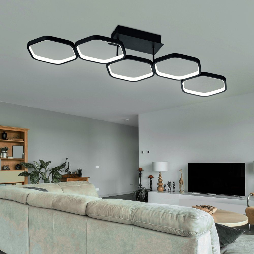 etc-shop LED Deckenleuchte, LED-Leuchtmittel fest verbaut, Warmweiß, Designer Deckenleuchte dimmbar Metall