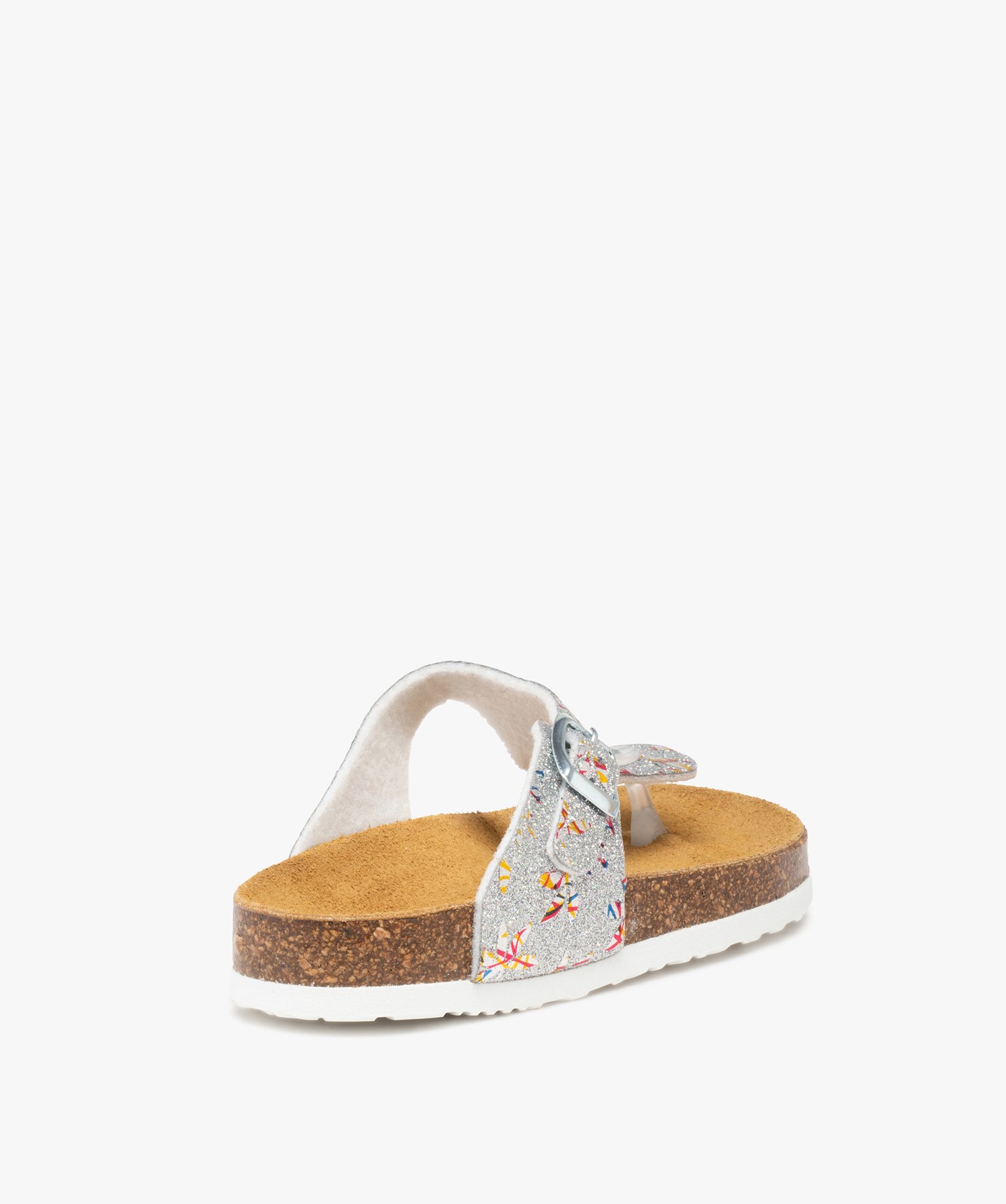 Sandales fille à entre-doigts et large bride en T ajustable argent | GEMO