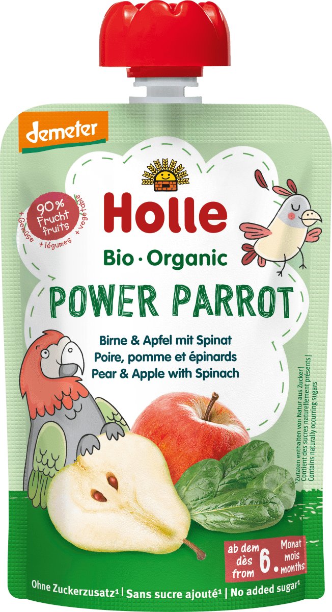 Quetschie Power Parrot, Birne & Apfel mit Spinat ab 6 Monaten, 100 g