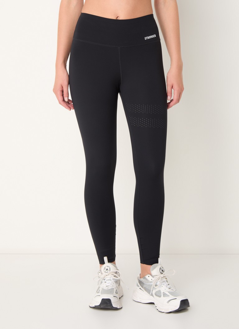 Legging de sport court taille haute STRONGER Lazercut avec logo imprimé