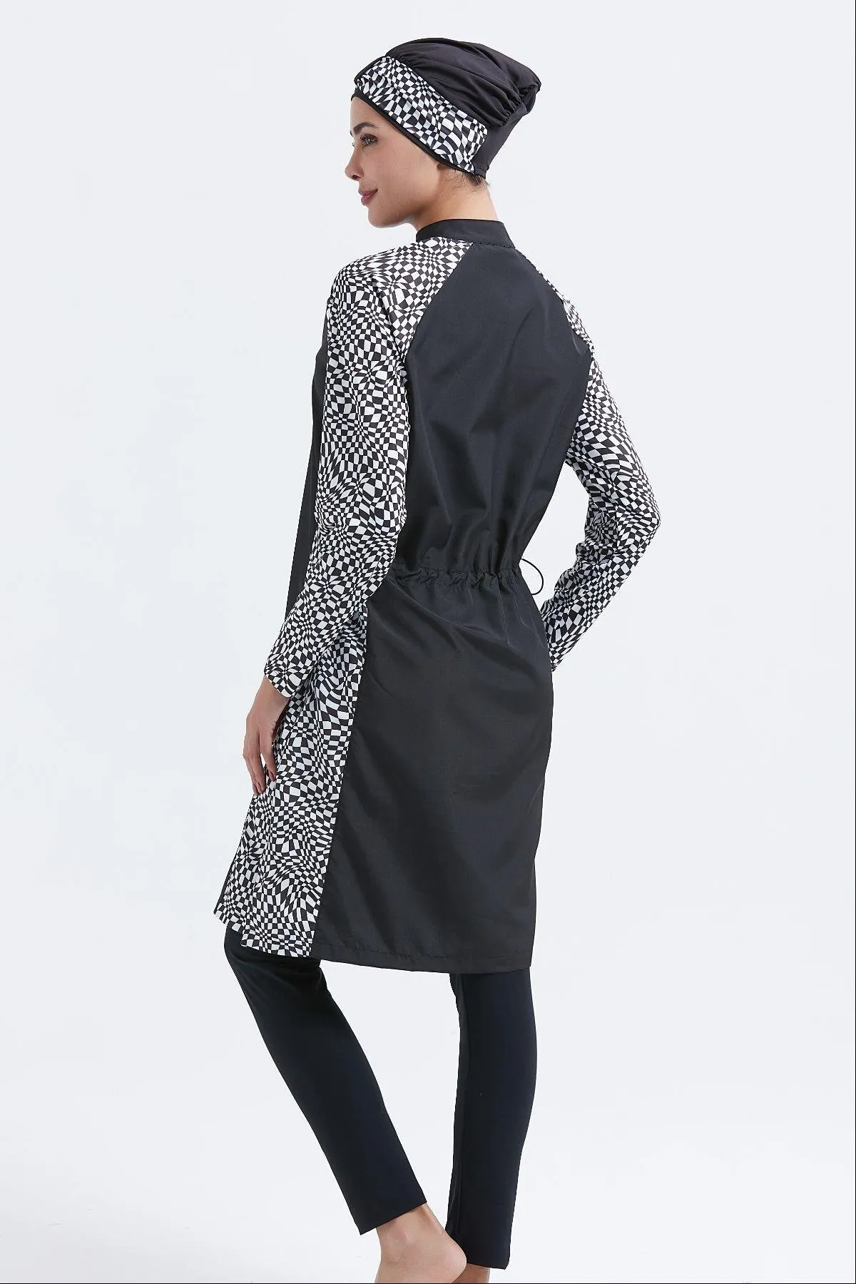 C&City  Vollständig bedeckter 4-teiliger Hijab-Badeanzug C14114 Schwarz