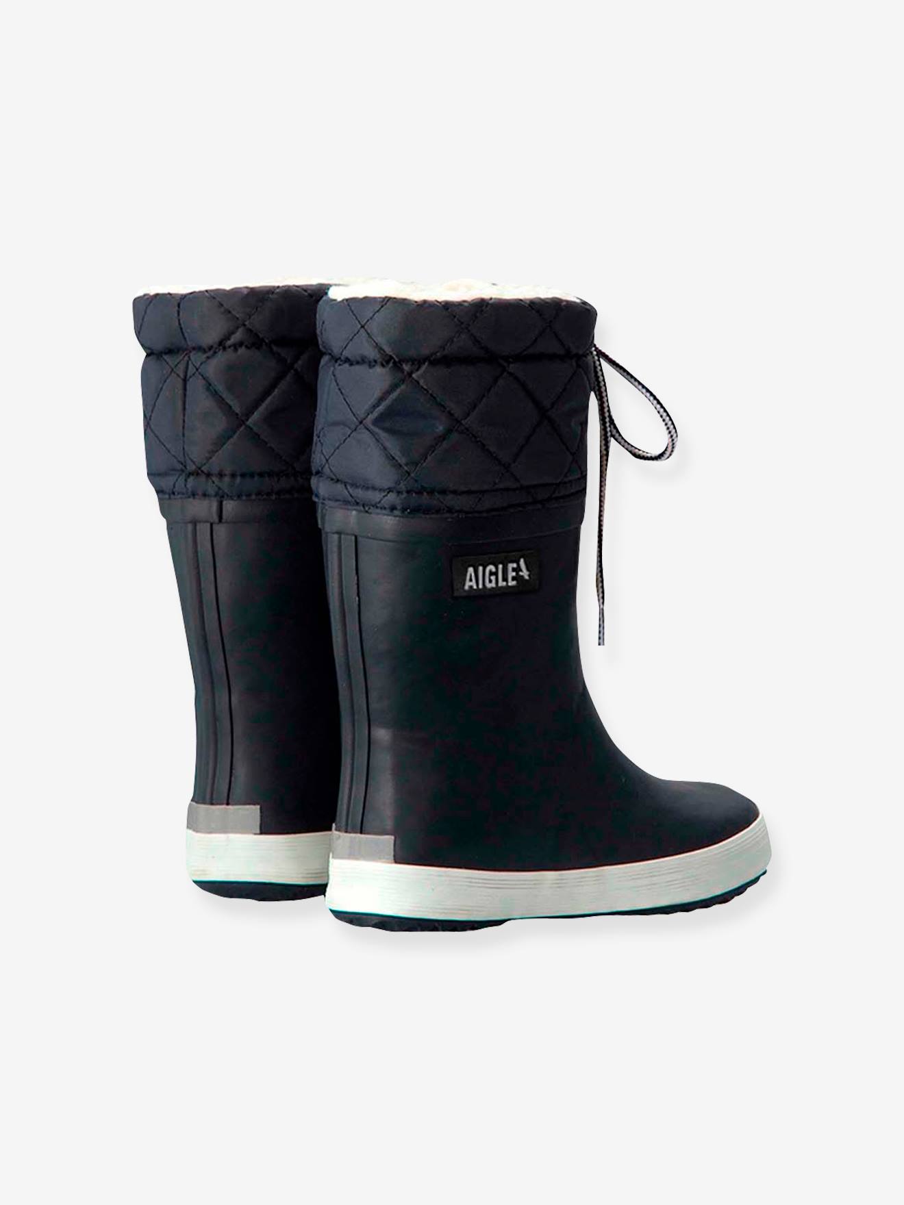 Bottes de pluie fourrées enfant Lolly Pop Giboulée AIGLE® marine blanc