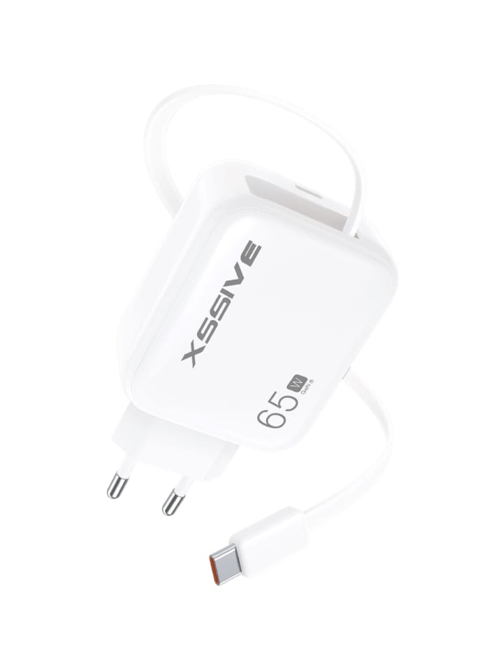 COFI 1453 Xssive 65W PD Schnellladegerät mit einziehbarem USB-Kabel - XSS-AC80 in Weiß günstig kaufen onesize