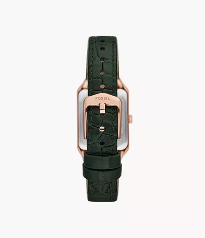 Fossil Uhr Raquel 3-Zeiger-Werk Datum LiteHide™-Leder Krokoprägung grün