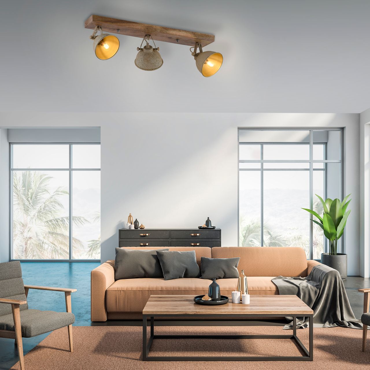 JUST LIGHT LeuchtenDirekt Wand- und Deckenleuchte, SAMIA, 3x  E14 a max. 40,00 Watt, dreh- und schwenkbar, Innenleuchte, IP20
