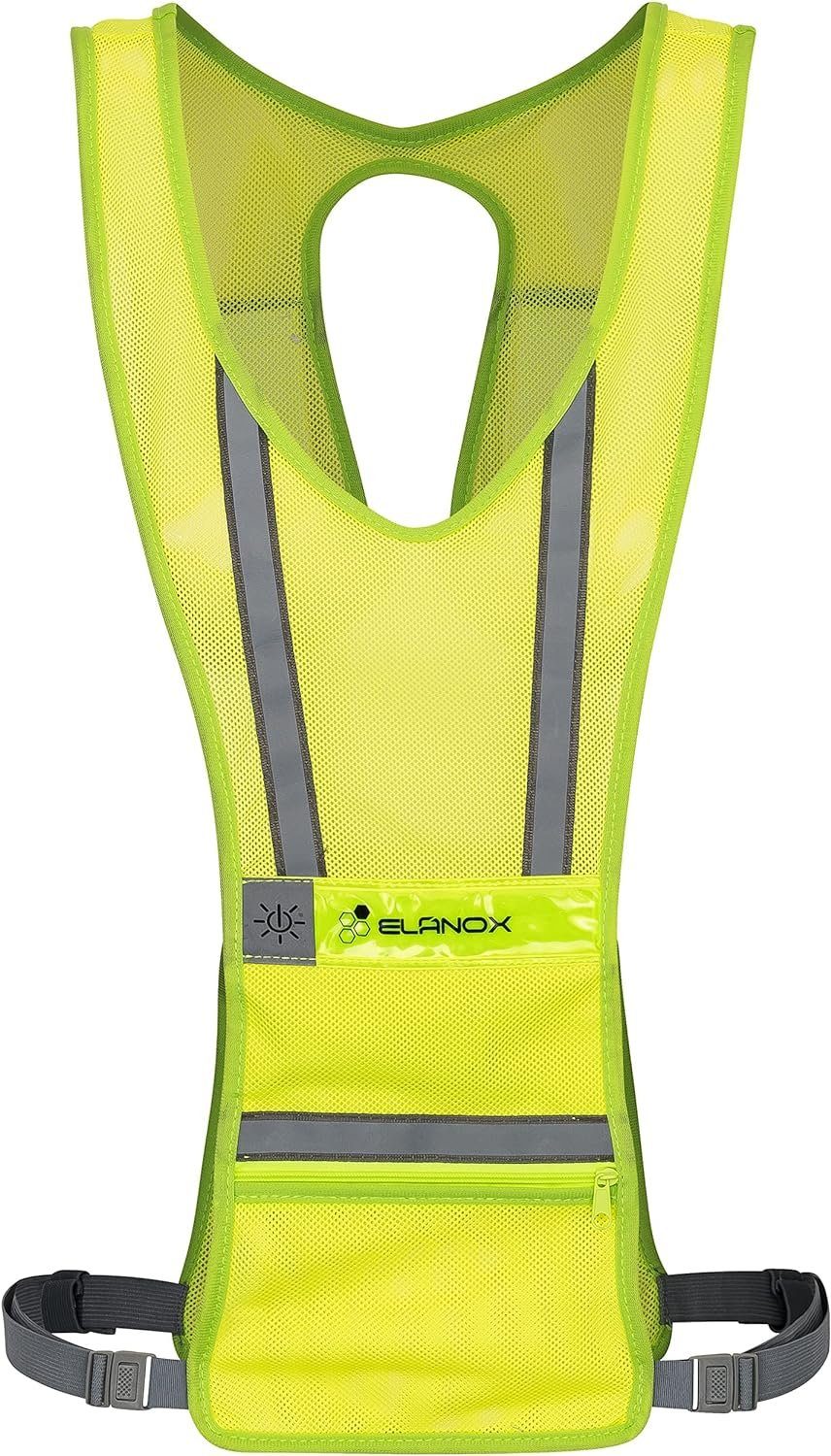 ELANOX Schutzweste LED Weste Sicherheitsweste mit reflektierenden Streifen Warnweste, Aufladen via USB