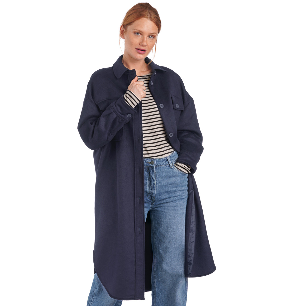 Damen Hemdjacke lang geschnitten