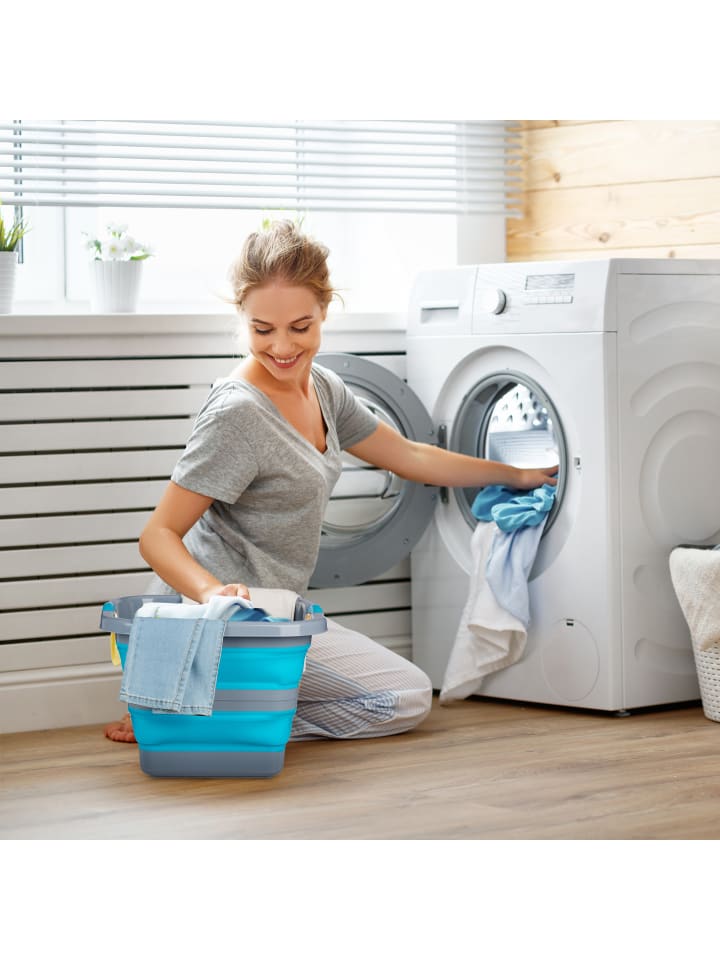 relaxdays Wäschekorb in Grau/ Blau - 40 l günstig kaufen onesize
