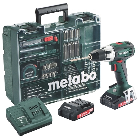 Metabo 602102600 BS18LT SET Mașină de găurit fără fir pentru atelier mobil 18V 2.0Ah Li-Ion