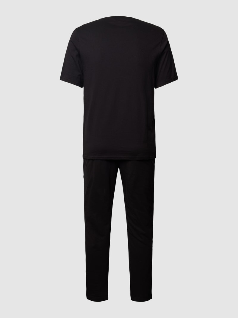 Pyjama mit Label-Detail Modell 'BASIC' in schwarz