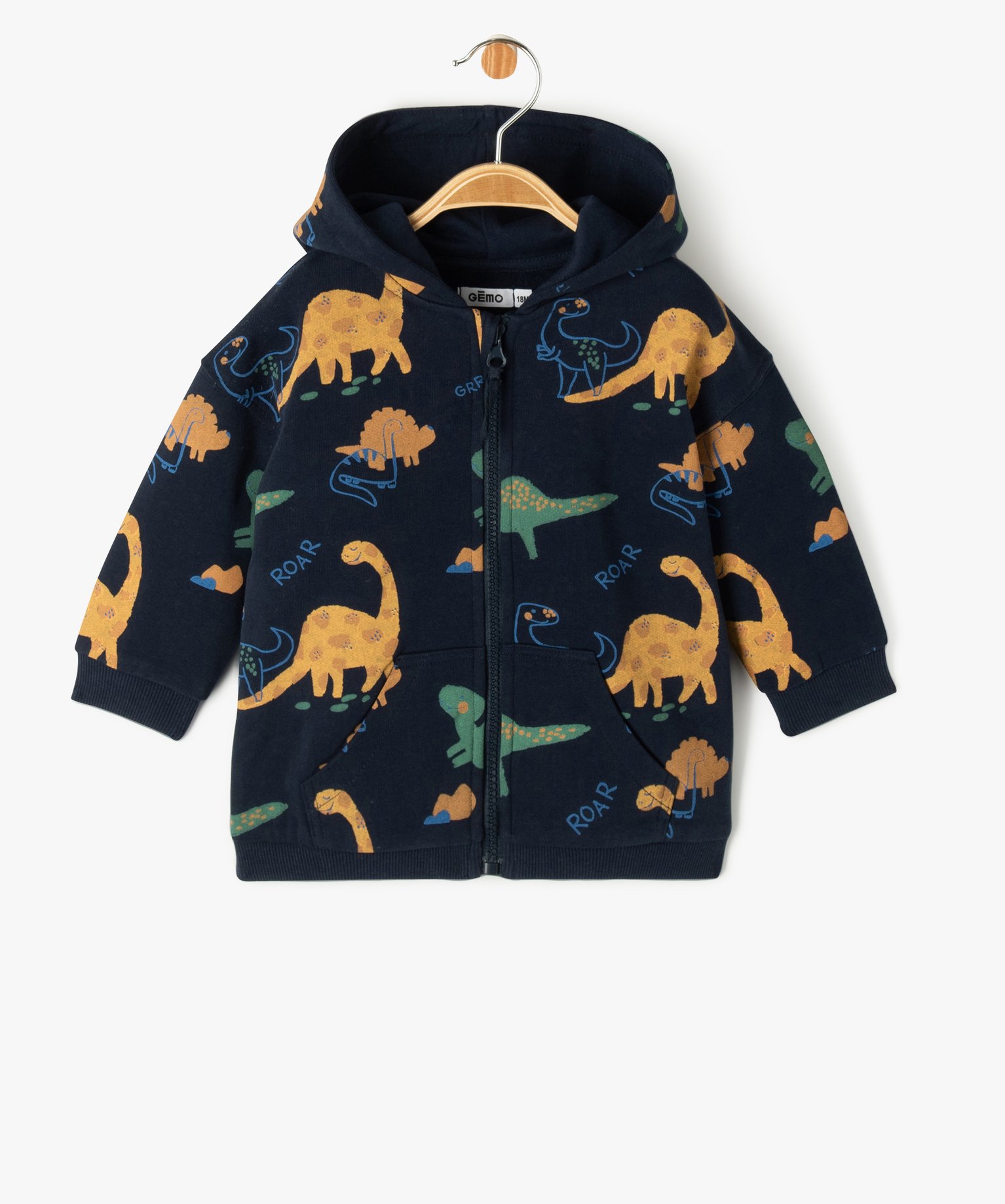 Sweat zippé à capuche en molleton doux bébé Garçon marine | GEMO