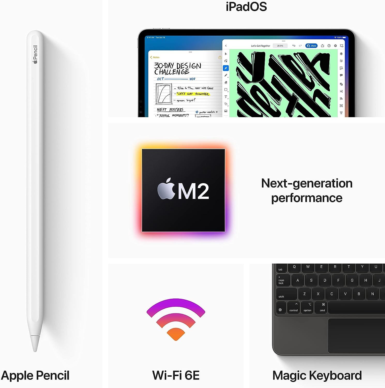 Apple iPad Pro 11-inch (4th Generation): with M2 chip, Liquid Retina Display, Wi-Fi 6E, 12MP front/12MP and 10MP Back Cameras, Face ID, All-Day Battery Life – Silver