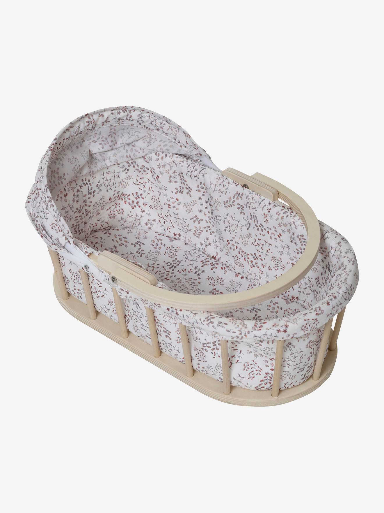 Couffin pour poupon en bois FSC® et tissu beige