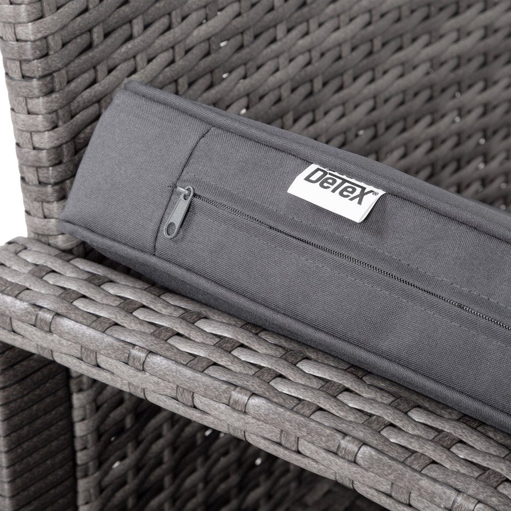Casaria Balkonset, Polyrattan 5cm Auflagen 5mm Sicherheitsglasplatte 7tlg Wetterfest Grau