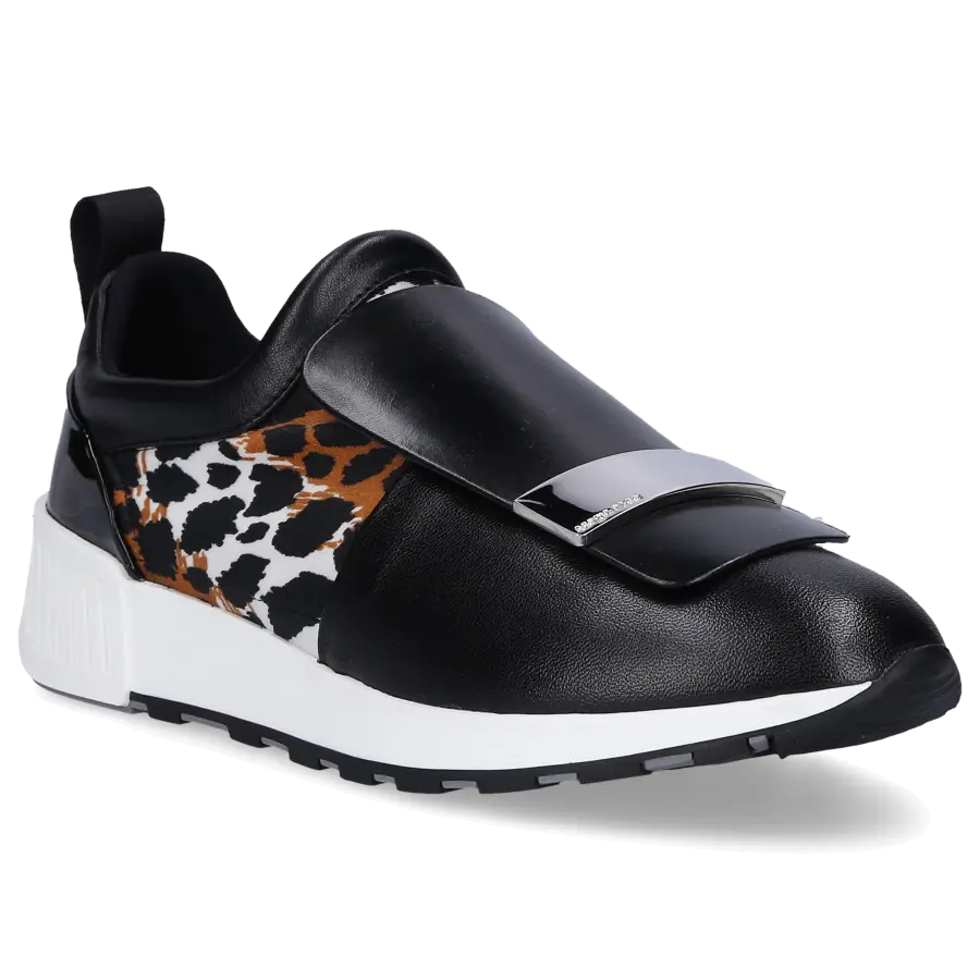 Sergio Rossi - Slip Ons SR1 RUNNING Kalbsleder Leo Print schwarz - braun