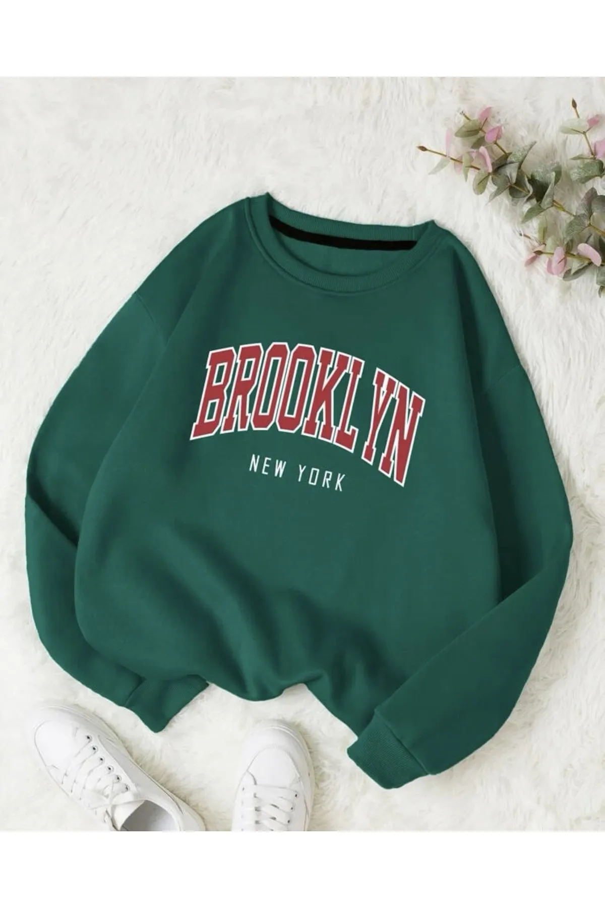 MOONBULL  Grünes Oversize-Sweatshirt mit Bronklyn-Print für Unisex