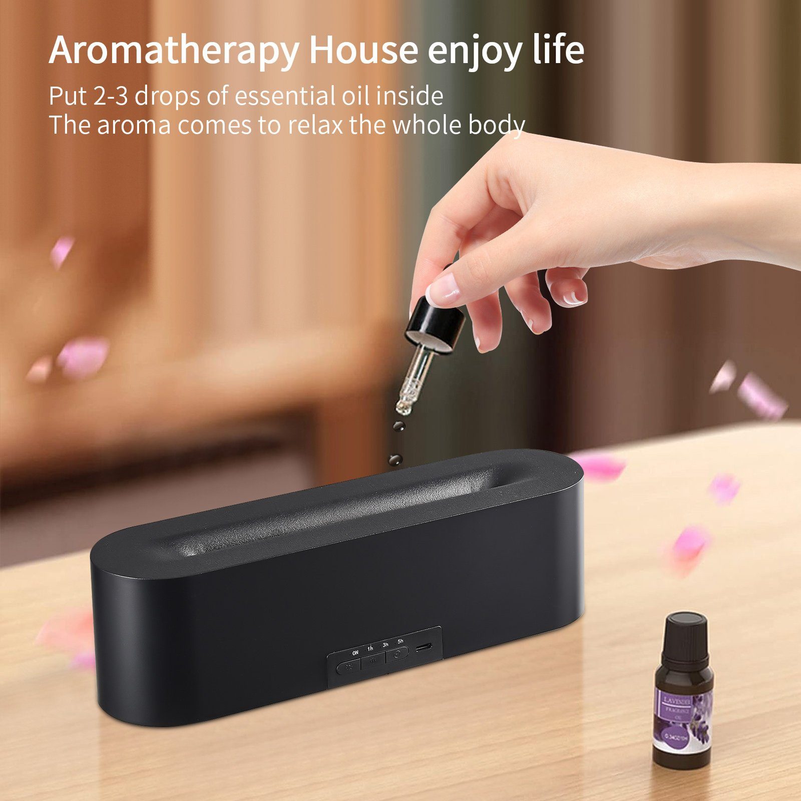 SEEZSSA Diffuser Simulation Flamme Aromatherapie-Maschine, 0,15 l Wassertank, ätherisches Öl Diffusor für Haus Büro