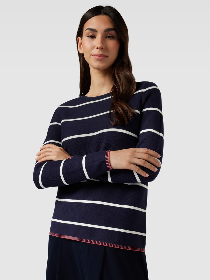 Strickpullover mit Streifenmuster in dunkelblau