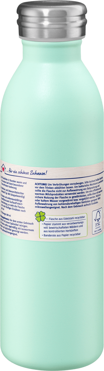 Flasche aus Edelstahl 600ml mint, 1 St